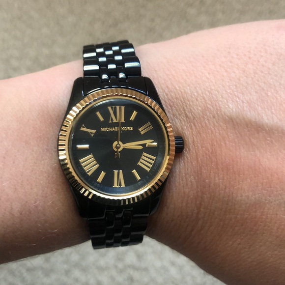 Michael Kors Black & Gold Watch - Picture 1 of 8
